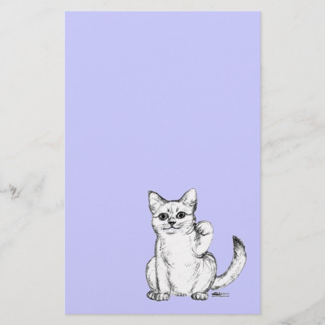 Beckoning Kitty Cat Maneki Neko Stationery (Front)