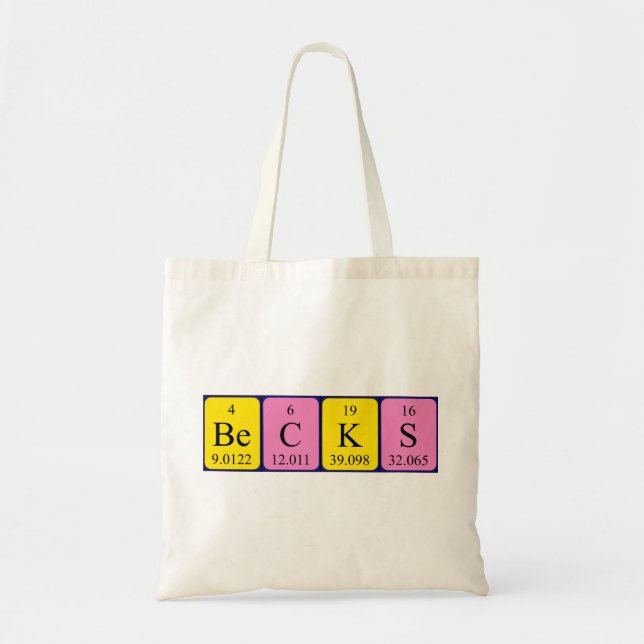Becks periodic table name tote bag (Front)