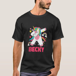 Becky Girl Name Dabbing Unicorn Rainbow Custom Bir T-Shirt