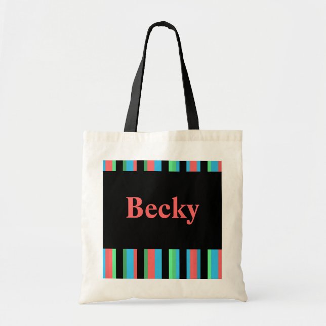 Becky Pretty Striped Tote Bag (Front)