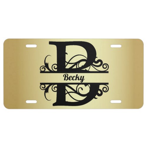 Beckys Golden Monogram License Plate