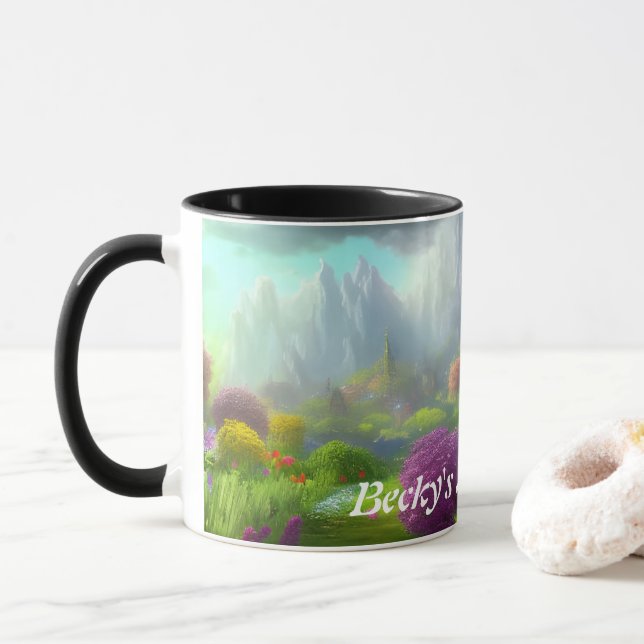 Becky's Morning Tea Personalized Customizable Mug (With Donut)