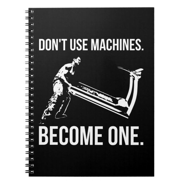 Become A Machine - Cartoon, Strongman, Treadmill Notebook (Front)