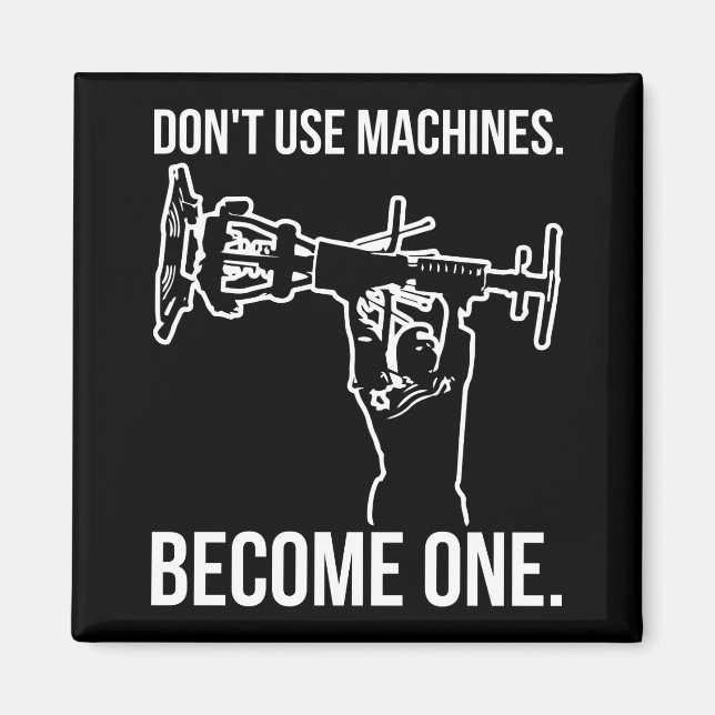 Become A Machine - Funny Cartoon Strongman Lifting Magnet (Front)