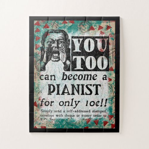 Become A Pianist _ Funny Vintage Ad Jigsaw Puzzle