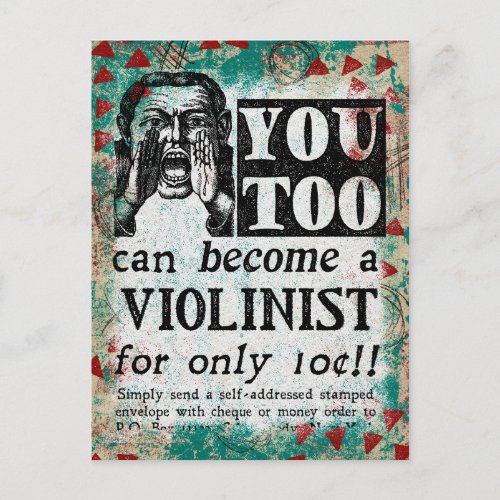 Become A Violinist _ Funny Vintage Ad Postcard