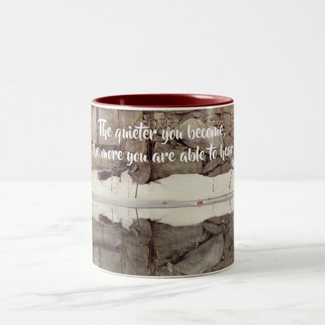 Become Quiet Rumi Inspirational Quote  Two-Tone Coffee Mug (Center)