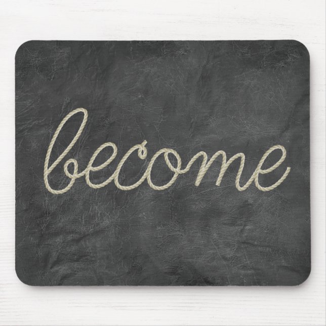 BECOME Rope Text on Black Leather Mouse Pad (Front)