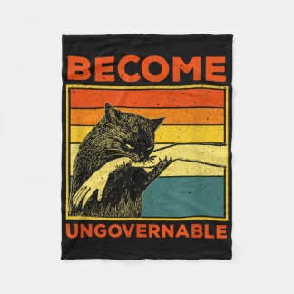 Become Ungovernable - Black Cat Biting Hand Funny Fleece Blanket