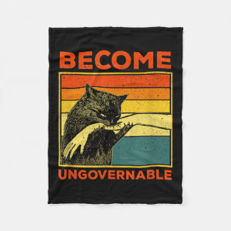 Become Ungovernable - Black Cat Biting Hand Funny Fleece Blanket