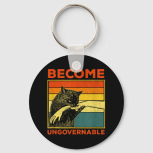 Become Ungovernable - Black Cat Biting Hand Funny  Keychain