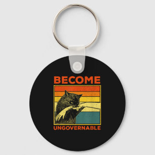 Become Ungovernable - Black Cat Biting Hand Funny Keychain