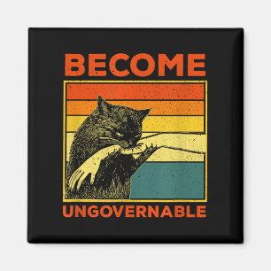 Become Ungovernable - Black Cat Biting Hand Funny Magnet