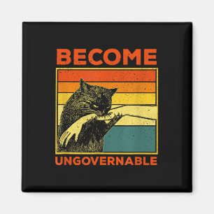 Become Ungovernable - Black Cat Biting Hand Funny  Magnet