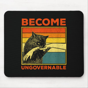 Become Ungovernable - Black Cat Biting Hand Funny  Mouse Pad