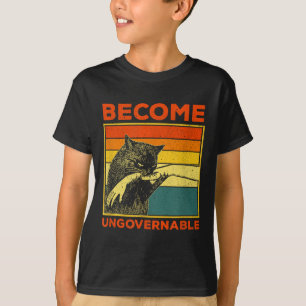 Become Ungovernable - Black Cat Biting Hand Funny  T-Shirt