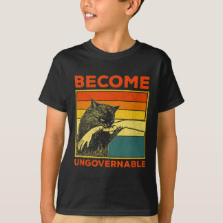 Become Ungovernable - Black Cat Biting Hand Funny T-Shirt