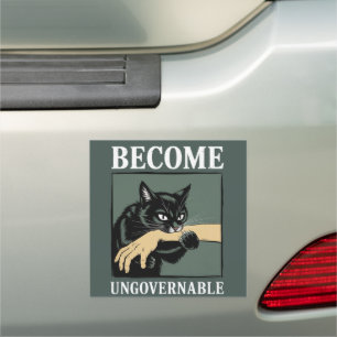 Become Ungovernable Funny Animal Anarchy Gift Cat  Car Magnet