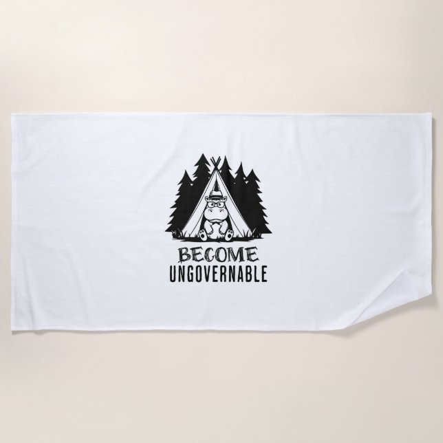 Become Ungovernable Funny Baby Hippo Moo Deng Funn Beach Towel (Front)