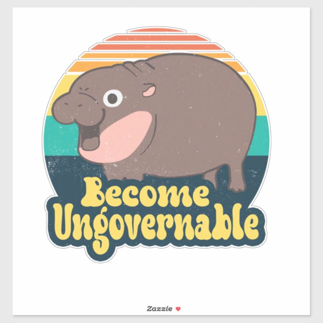 Become Ungovernable Funny Baby Hippo Moo Deng Funn Sticker (Sheet)