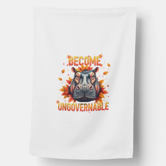 Become Ungovernable Funny Baby Hippo Moo Deng Men  House Flag (Front)