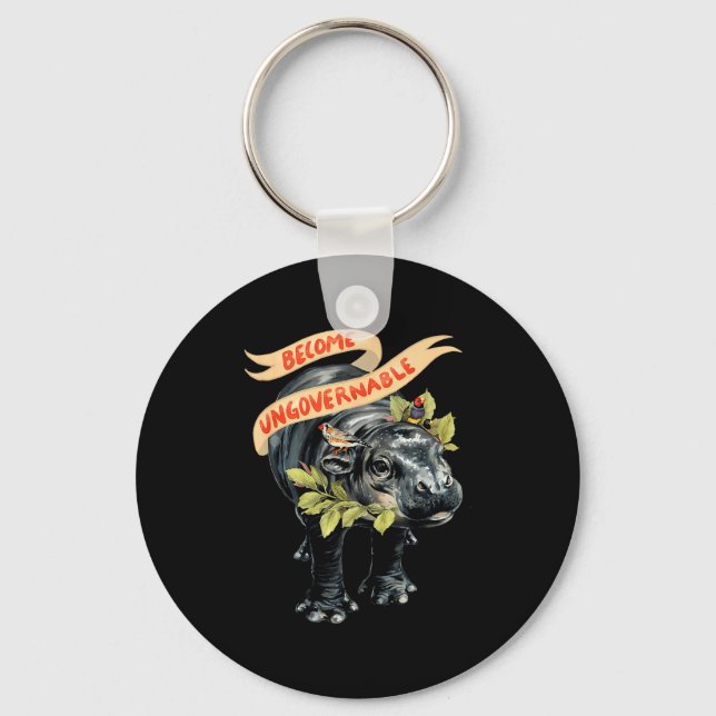 Become Ungovernable Funny Moo-deng  Keychain (Front)
