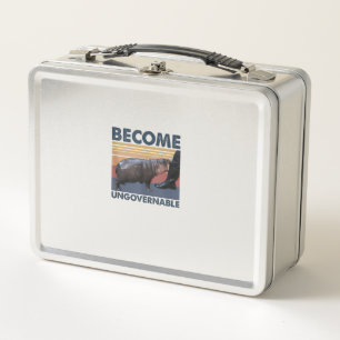 Become Ungovernable Moo Deng Cute Baby Hippo Funny Metal Lunch Box
