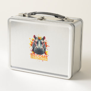 Become Ungovernable Retro Baby Hippo Moo Deng Autu Metal Lunch Box