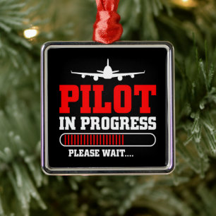 Becoming a Pilot   Aviation Training in Progress Metal Ornament