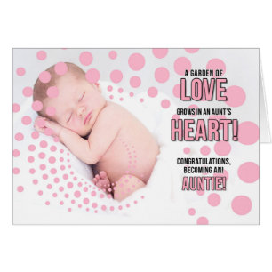 Becoming an Aunt Congratulations Pink Dots Cards