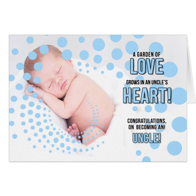 Becoming an Uncle Congratulations Blue Dots Nephew Cards (Front Horizontal)