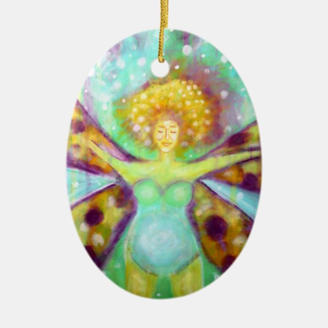 "Becoming Free" Art Ceramic Ornament (Front)