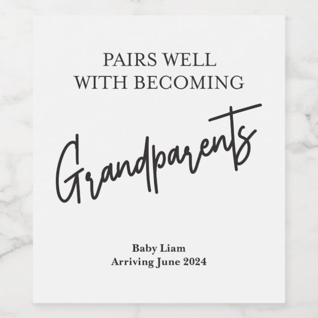 Becoming Grandparents Personalized Wine Labels (Single Label)