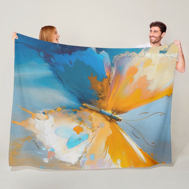 Becoming Light – Abstract Butterfly In Motion Fleece Blanket (In Situ)