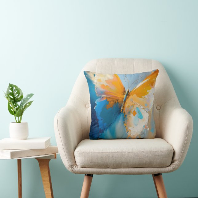 Becoming Light – Abstract Butterfly In Motion Throw Pillow (Chair)