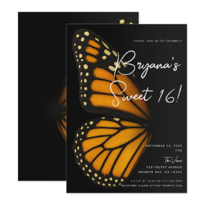 Becoming Mariposa Monarch Butterfly Sweet 16 Invitation