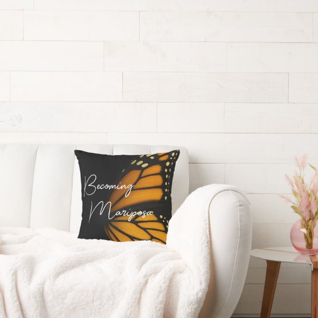 Becoming Mariposa Monarch Butterfly Wing Throw Pillow (Couch)