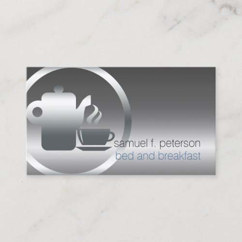 Bed and Breakfast Chrome Coffee Pot Cup Icon Food Business Card