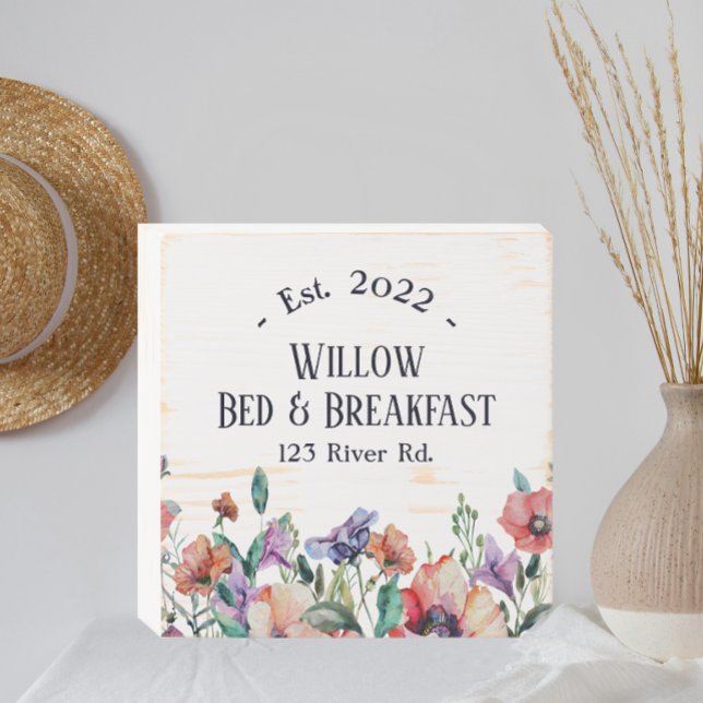 Bed and Breakfast Custom Floral Wooden Box Sign (Creator Uploaded)