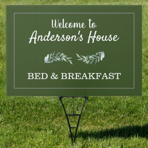 Bed and Breakfast family name promotional business Sign