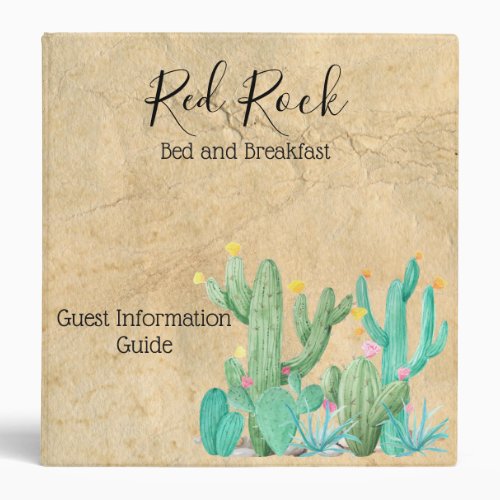 Bed  Breakfast Cactus Southwest Guest Guide 3 Ring Binder