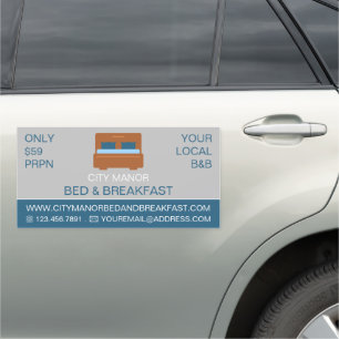 Bed Logo, Bed & Breakfast Accommodation Advert Car Magnet