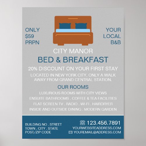 Bed Logo Bed  Breakfast Accommodation Advert Poster