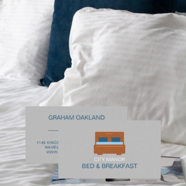 Bed Logo, Bed & Breakfast Accommodation Business Card (Creator Uploaded)