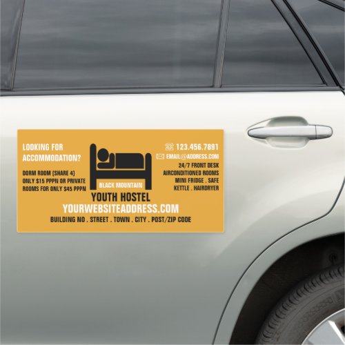 Bed Logo Hostel Accommodation Advertising Car Magnet