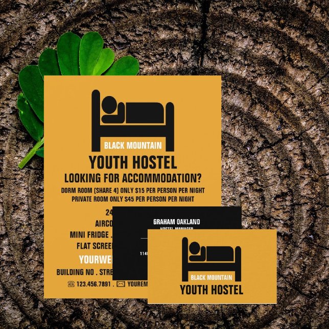 Bed Logo, Hostel Accommodation Advertising Flyer (Creator Uploaded)