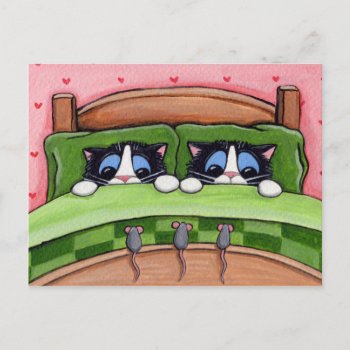Bed Mice Do Exist - Cat Postcard by LisaMarieArt at Zazzle