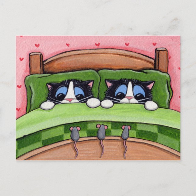Bed Mice Do Exist - Cat Postcard (Front)