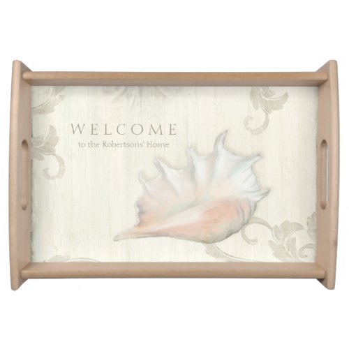 Bed n Breakfast Welcome Guests Beach Ocean Shells Serving Tray