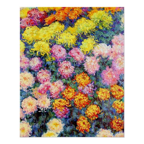 Bed of Chrysanthemums by Monet Poster